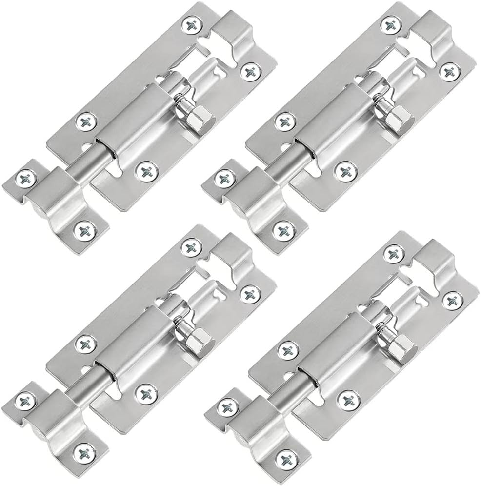 Door Bolts Chrome Stylish Security Multiple packs 3-Inch & 4-Inch