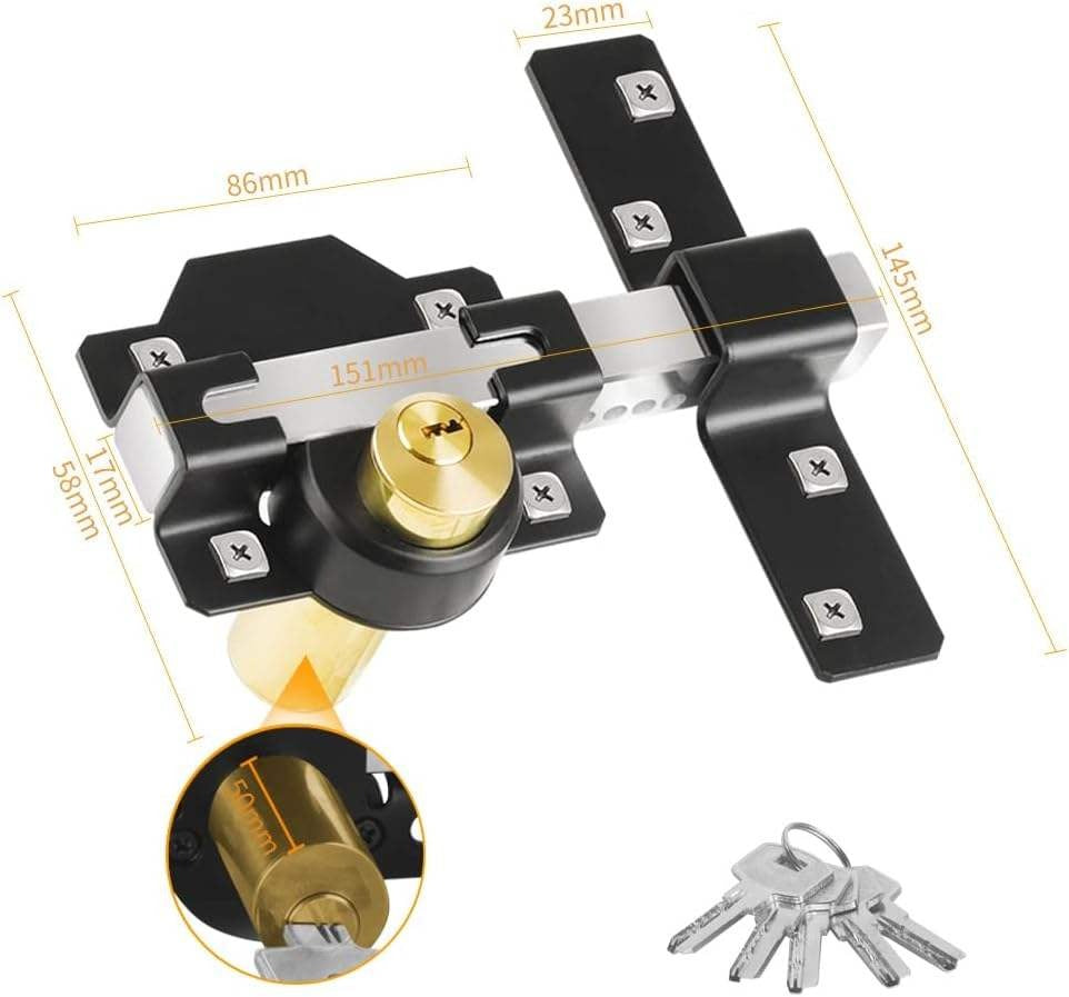 50mm Stainless Steel Gate Lock with Double Locking & Keys