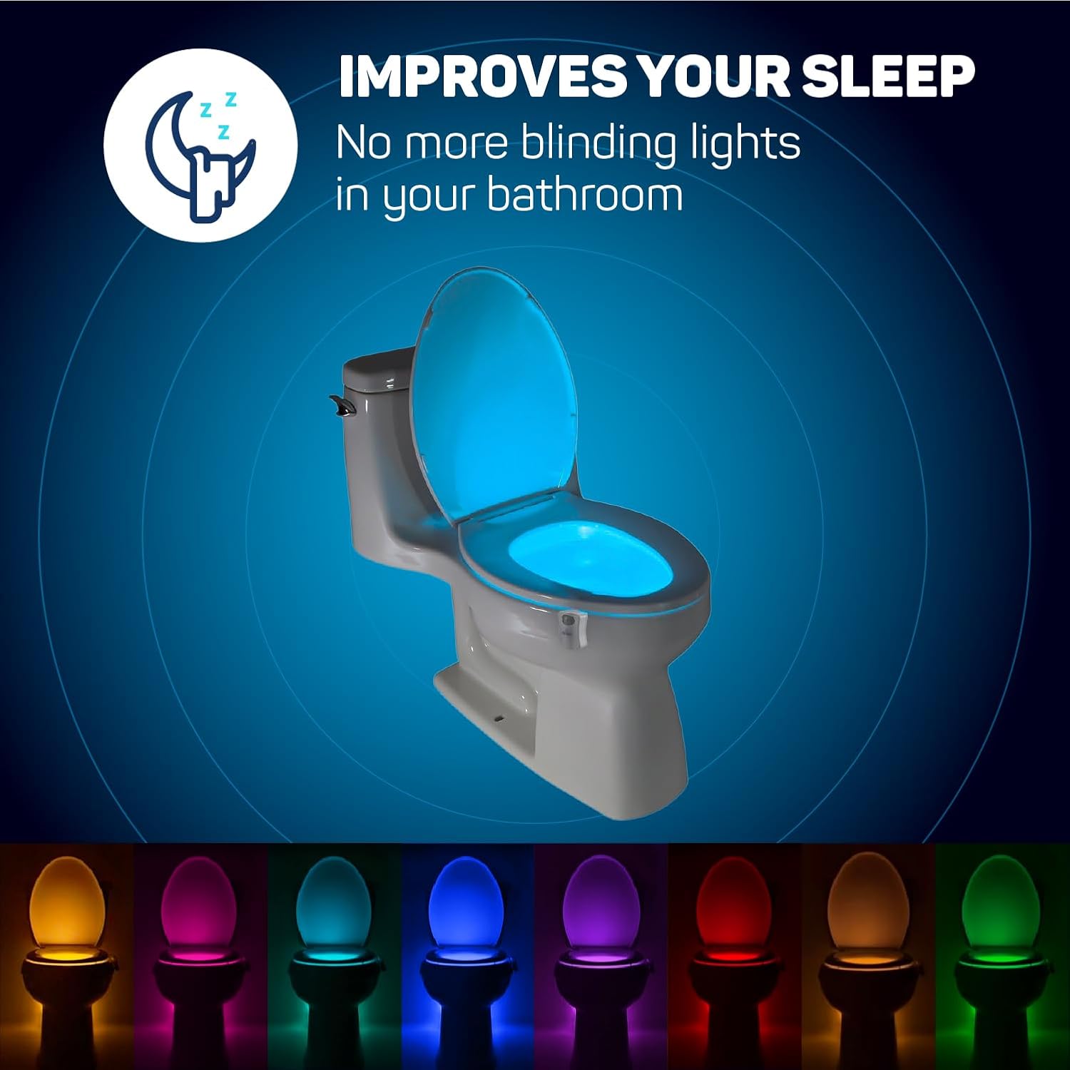 DOMIRA Motion Sensor Toilet Light – LED RGB Night Light With 8/16 Colors