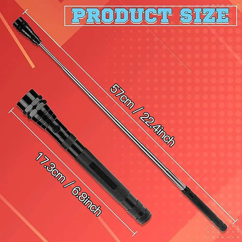 LED Telescoping Flashlight with Magnetic Pickup Tool & Flexible Head