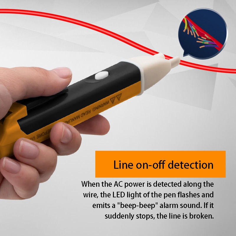 LED Light Test Pen - 90-1000V AC Voltage Tester with Light Alarm