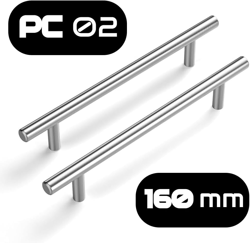 Premium Chrome Wardrobe Handles 160mm for Kitchen, Drawers