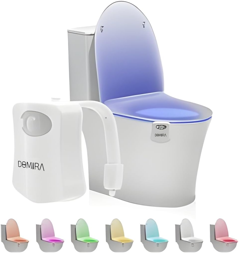 DOMIRA Motion Sensor Toilet Light – LED RGB Night Light With 8/16 Colors