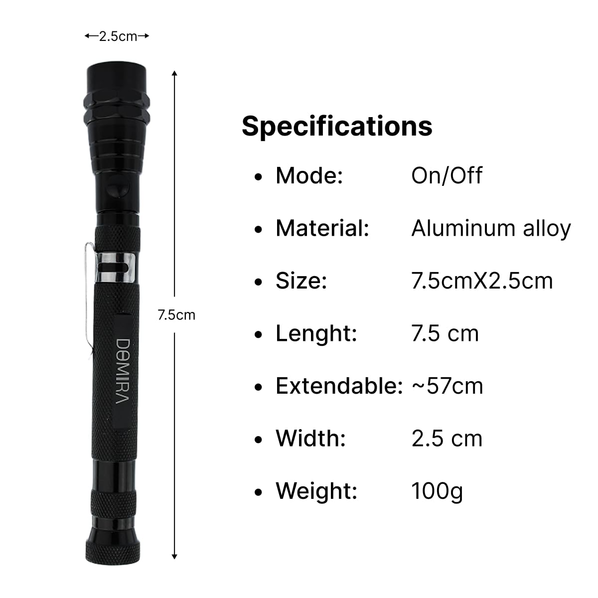 LED Telescoping Flashlight with Magnetic Pickup Tool & Flexible Head