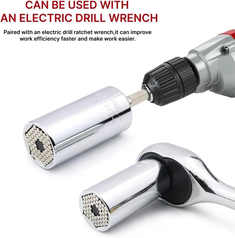 Universal Socket Wrench 7-19mm | Magic Grip Multifunctional Drill Adapter