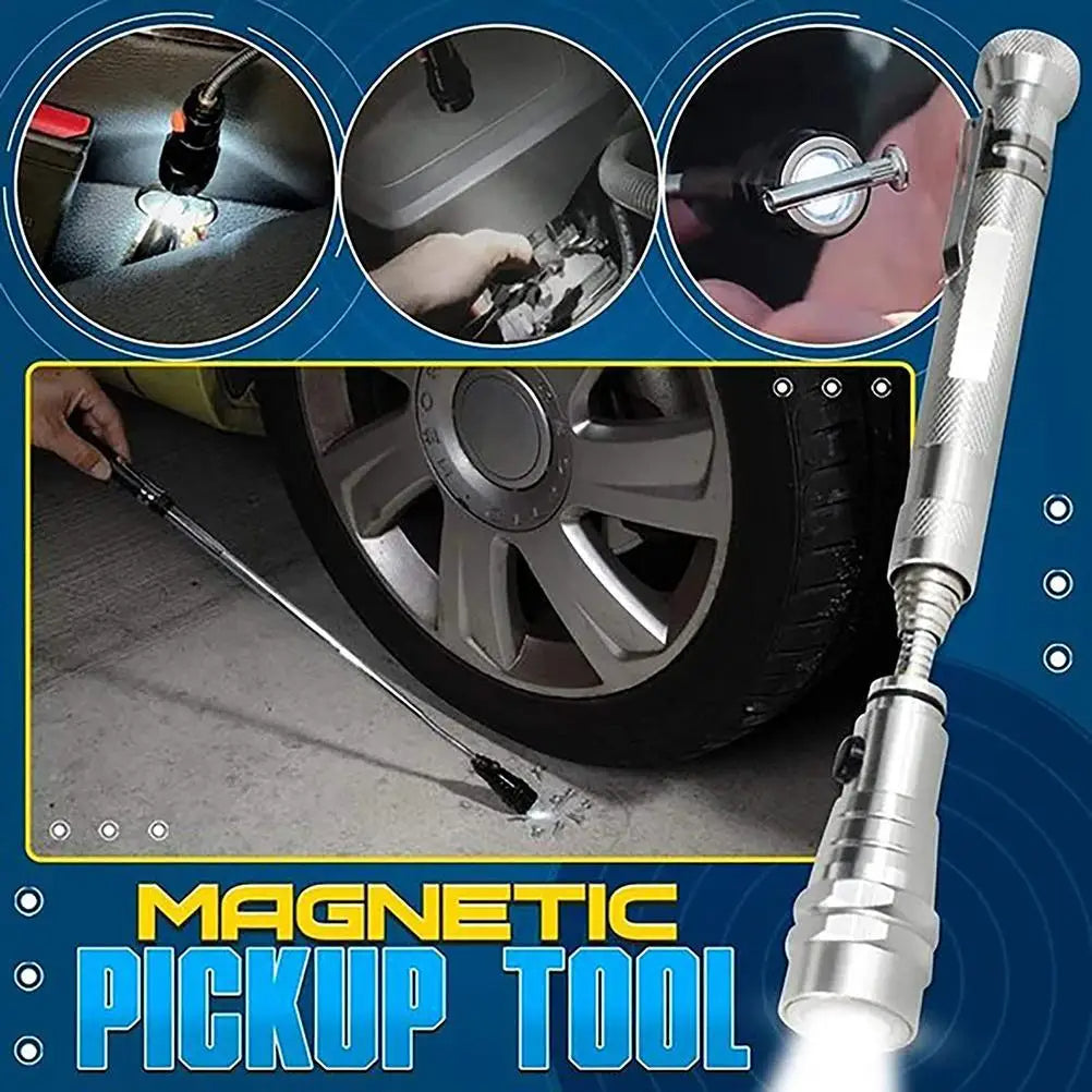 LED Telescoping Flashlight with Magnetic Pickup Tool & Flexible Head