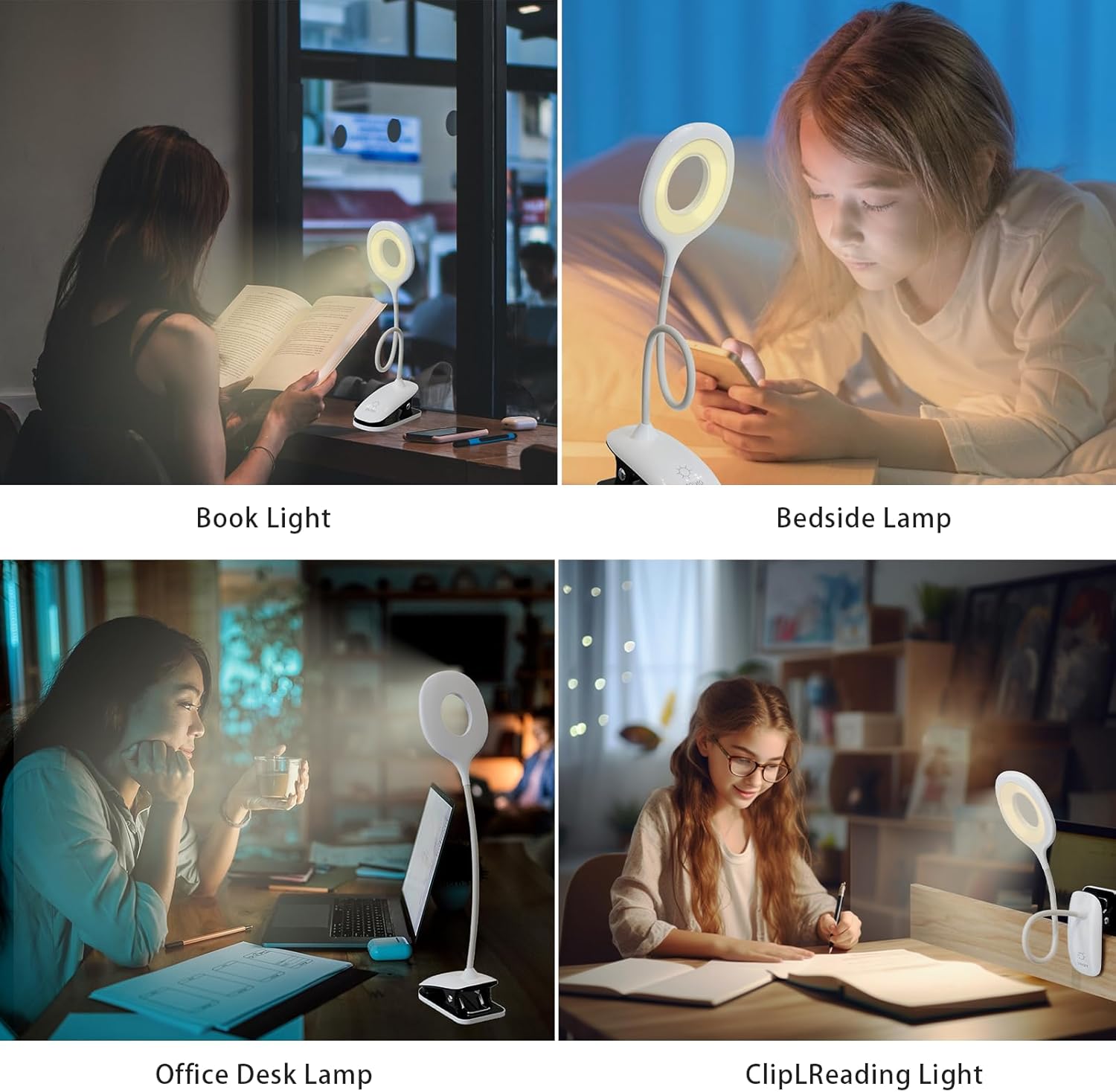 Rechargeable LED Reading Light Desk Lamp with Eye Protection & 1800mAh Battery