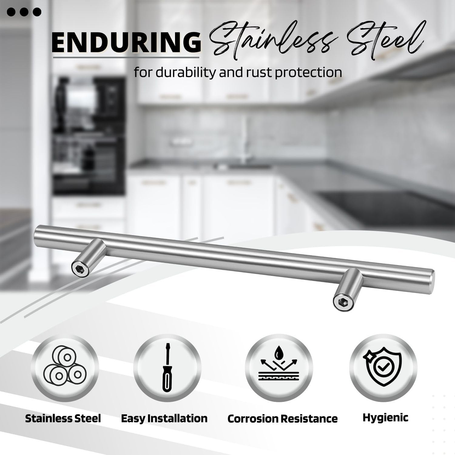 Premium Chrome Wardrobe Handles 160mm for Kitchen, Drawers