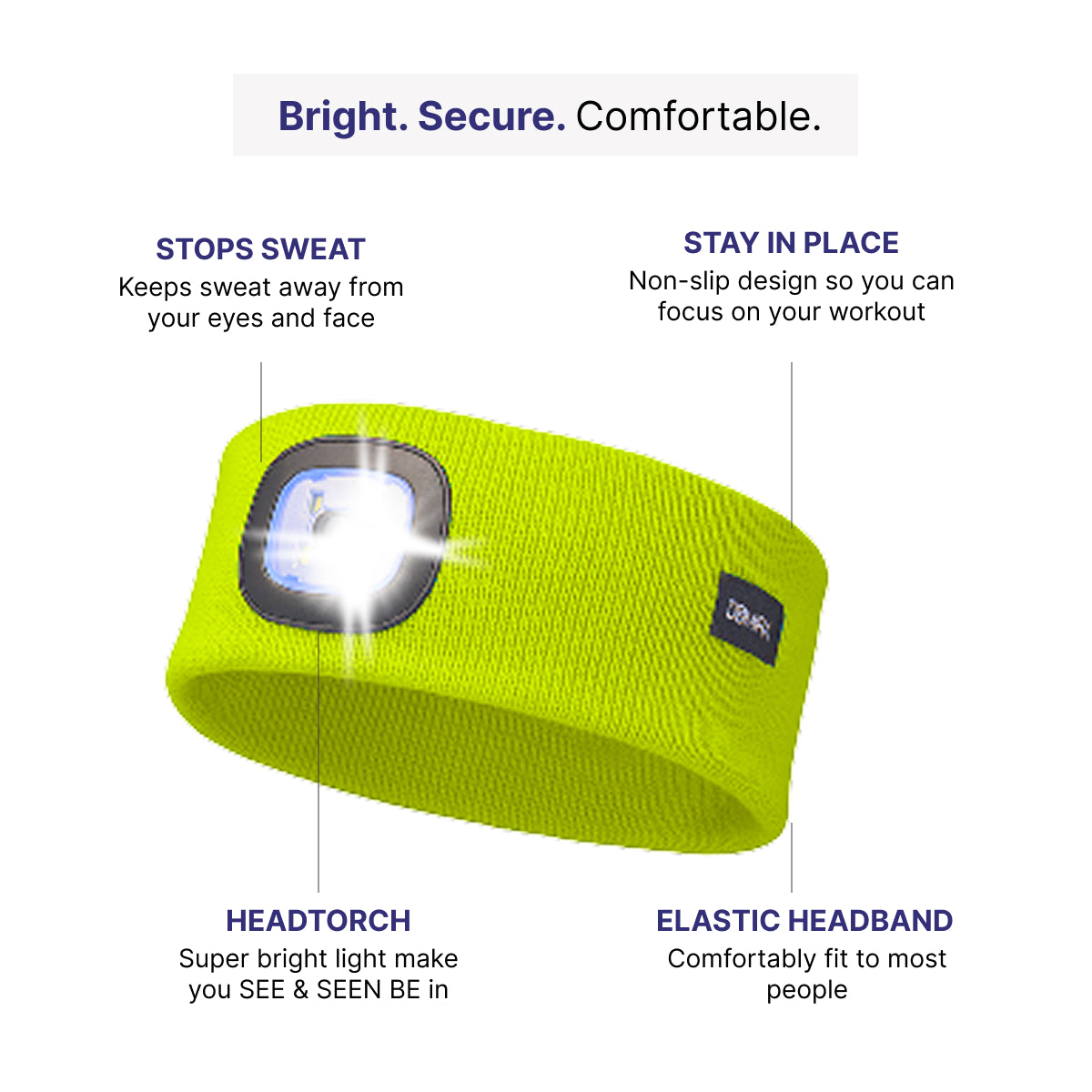 USB Rechargeable LED Head Torch – Super Bright Yellow Headlamp
