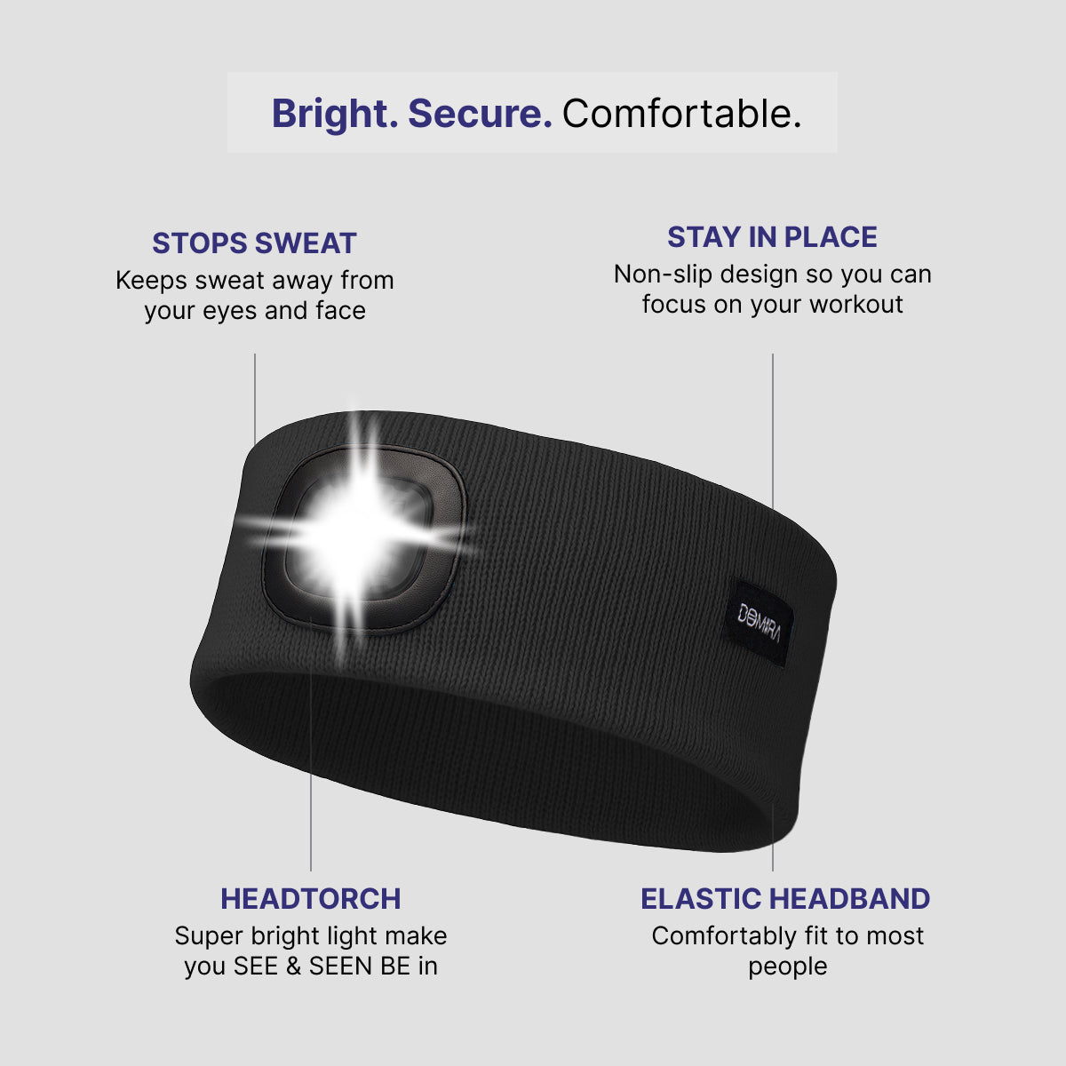 DOMIRA USB Rechargeable Led Head Torch Super Bright Headlamp