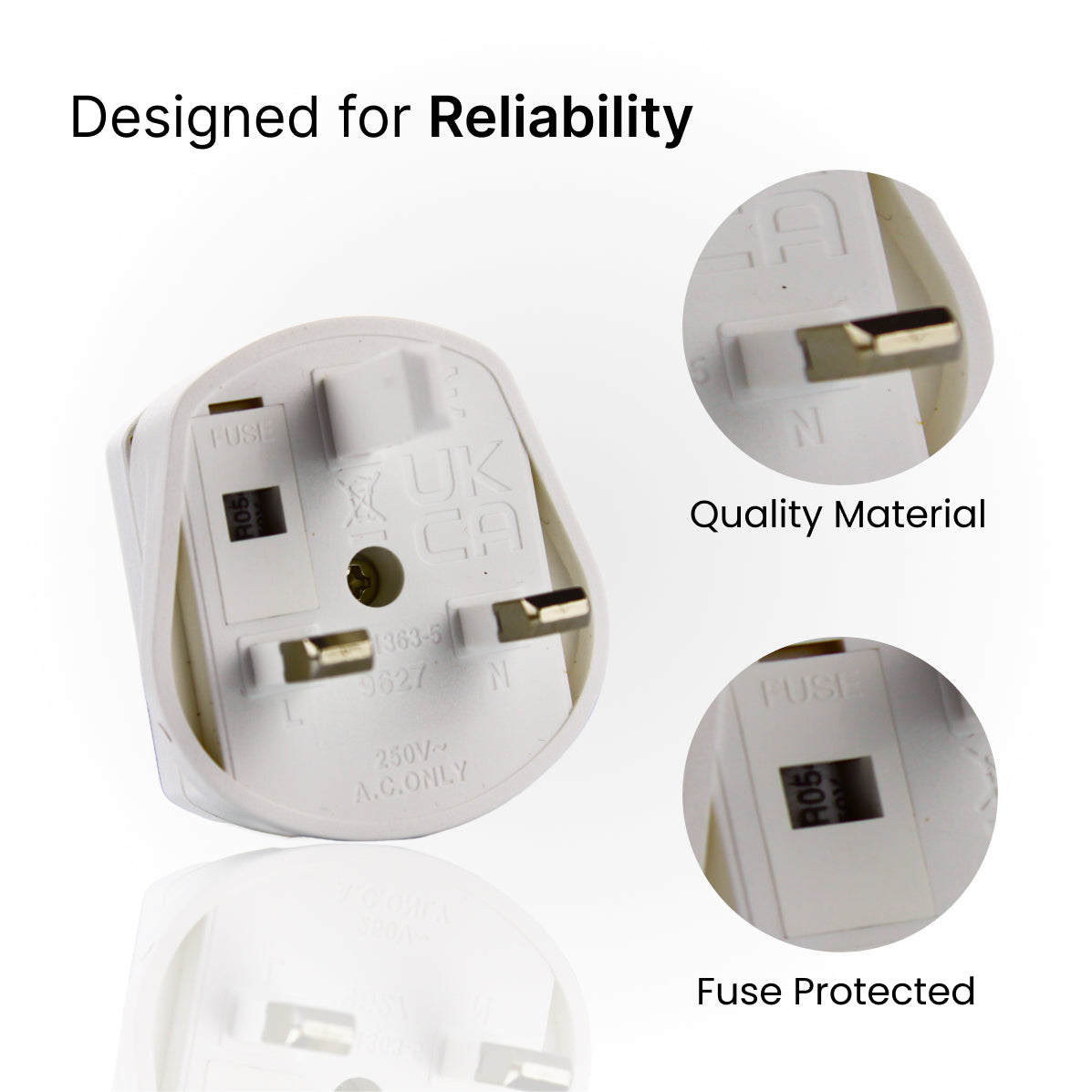 UK 2-Pin to 3-Pin Toothbrush Adapter for Travel Charging – White