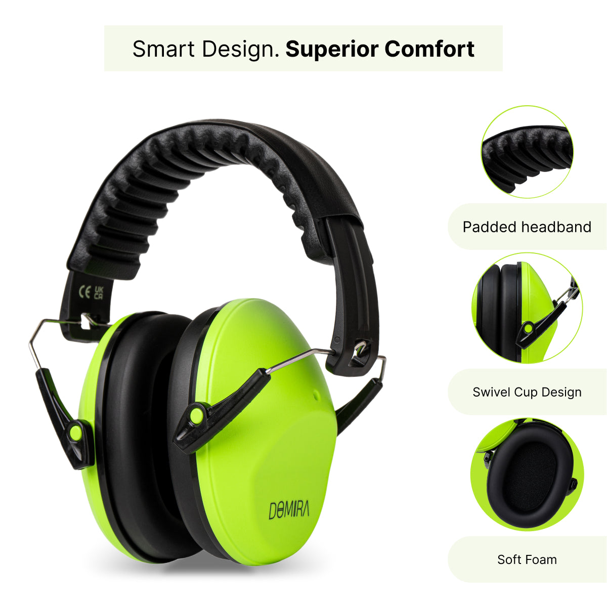 Kids Noise-Cancelling Earmuffs – Adjustable, Comfortable & Soundproof-Light Green