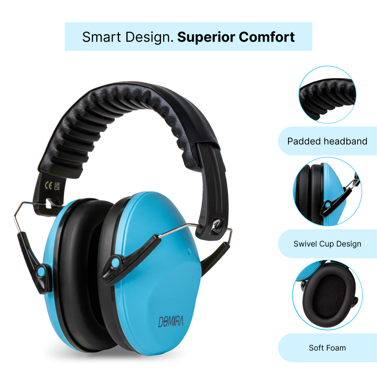 Kids Noise-Cancelling Earmuffs-Blue – Adjustable, Comfortable & Soundproof