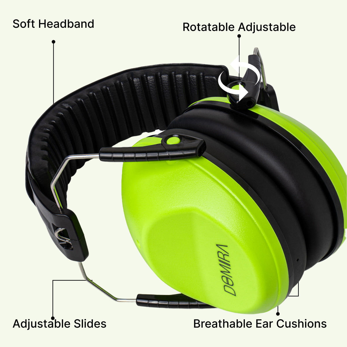 Kids Noise-Cancelling Earmuffs – Adjustable, Comfortable & Soundproof-Light Green