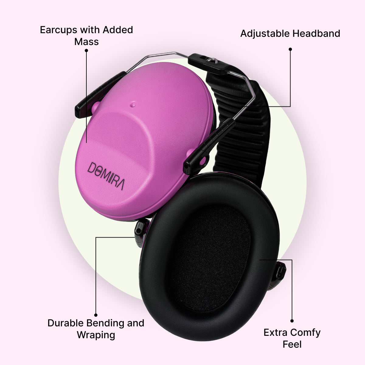 Kids Noise-Cancelling Earmuffs -Pink– Adjustable, Comfortable & Soundproof