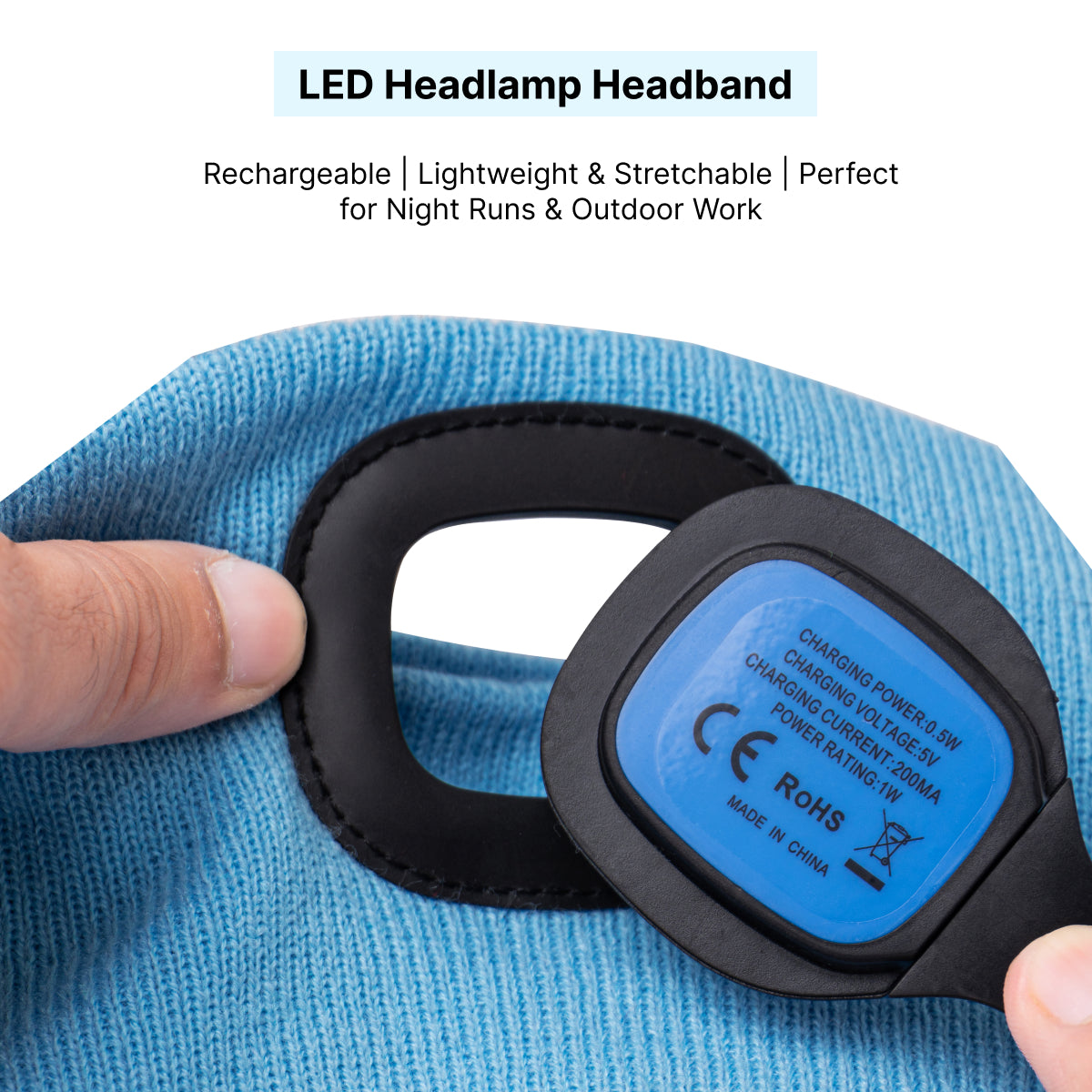 USB Rechargeable LED Head Torch – Super Bright Blue Headlamp