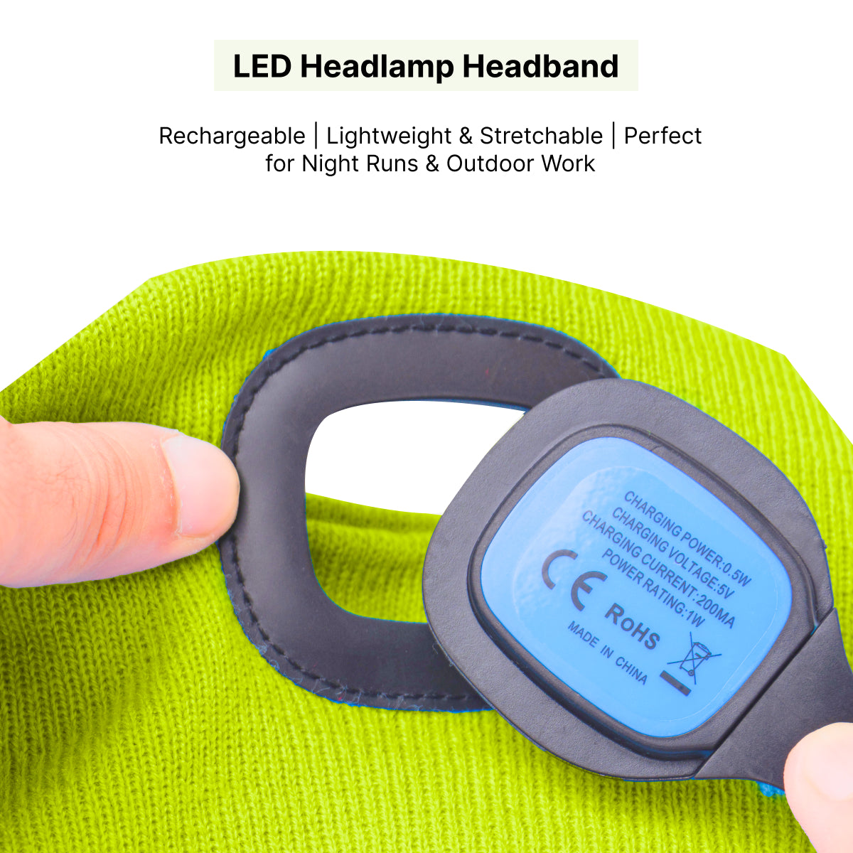 USB Rechargeable LED Head Torch – Super Bright Yellow Headlamp
