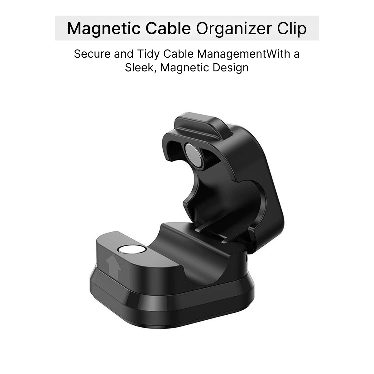 Black Magnetic Cable Holder – Tidy Desk Organiser & Charger Clip