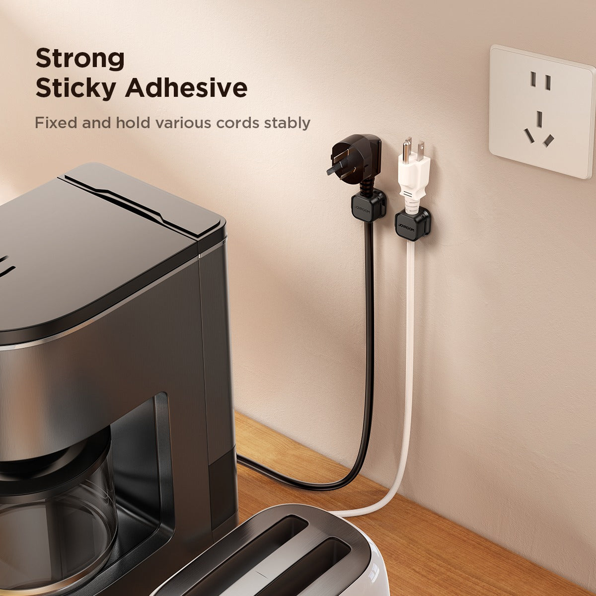 Black Magnetic Cable Holder – Tidy Desk Organiser & Charger Clip