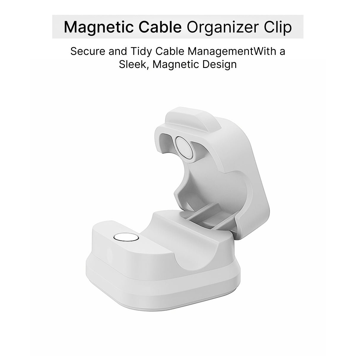 White Magnetic Cable Holder – Tidy Desk Organiser & Charger Clip