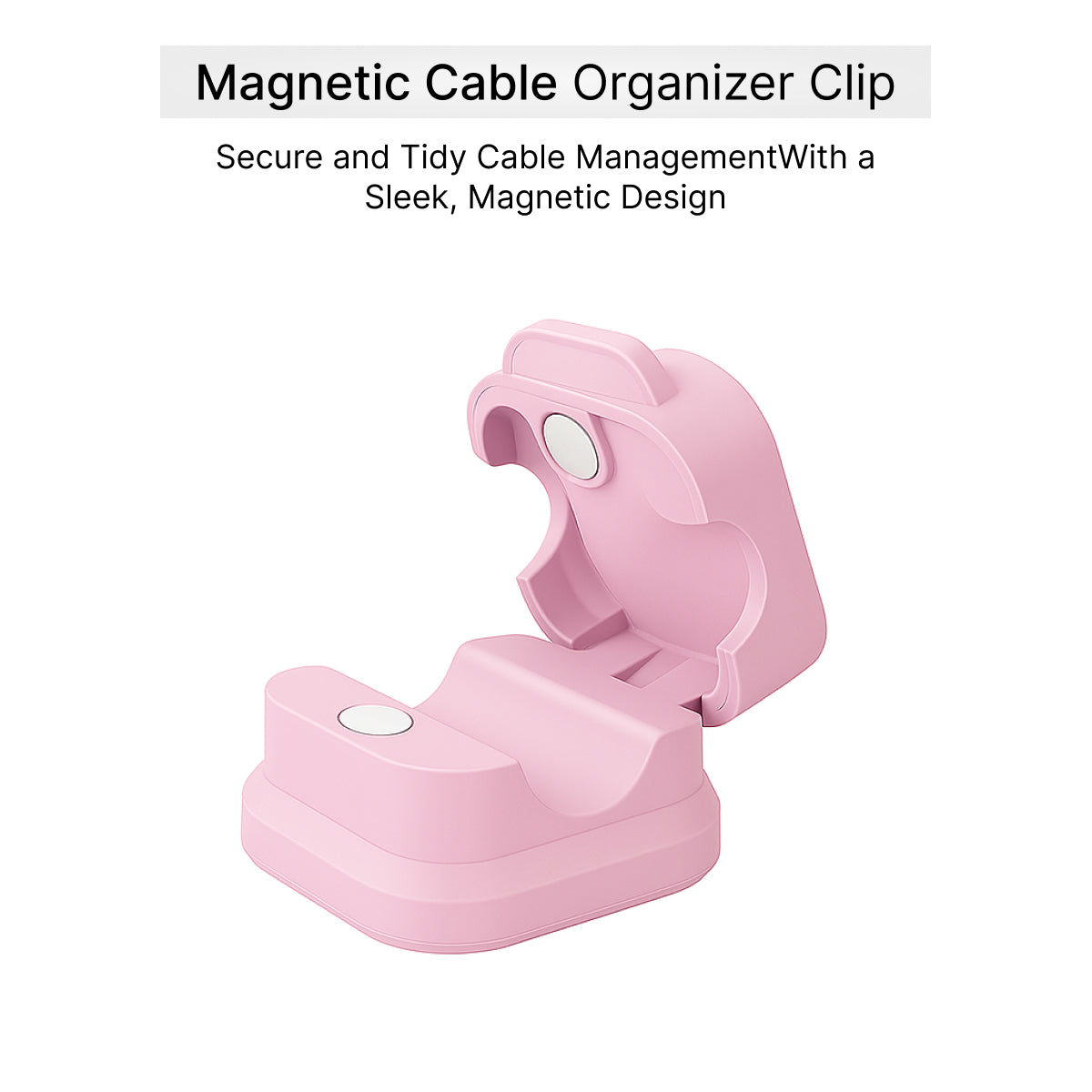 Pink Magnetic Cable Holder – Tidy Desk Organiser & Charger Clip