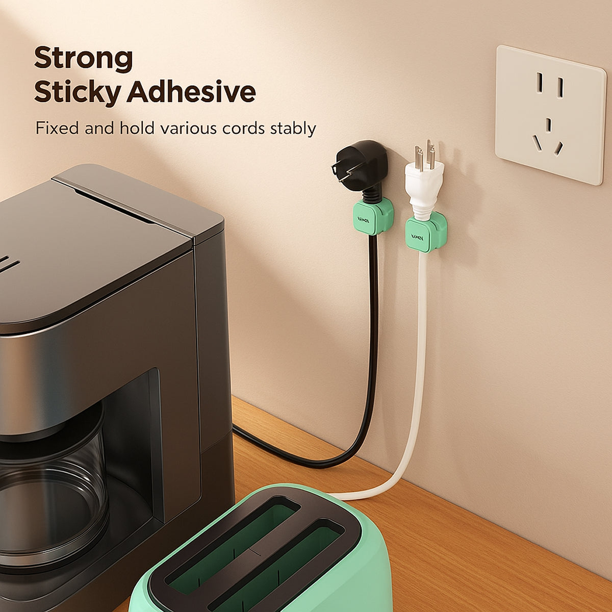 Green Magnetic Cable Holder – Tidy Desk Organiser & Charger Clip