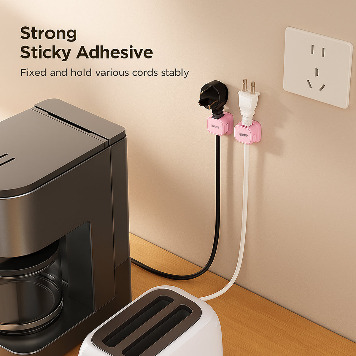 Pink Magnetic Cable Holder – Tidy Desk Organiser & Charger Clip