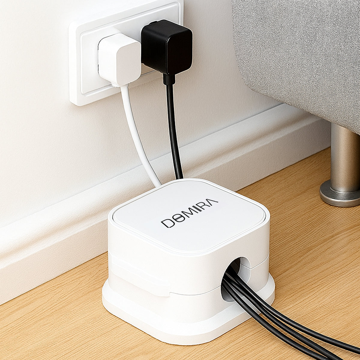 White Magnetic Cable Holder – Tidy Desk Organiser & Charger Clip