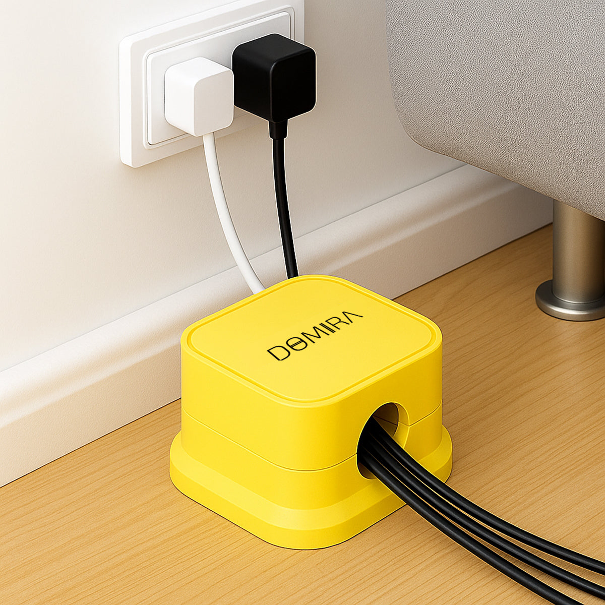 Yellow Magnetic Cable Holder – Tidy Desk Organiser & Charger Clip