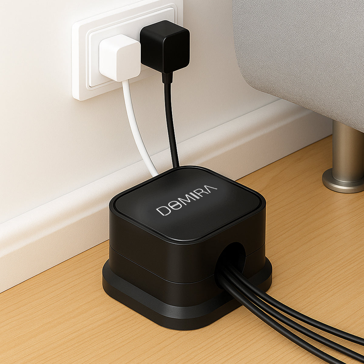 Black Magnetic Cable Holder – Tidy Desk Organiser & Charger Clip
