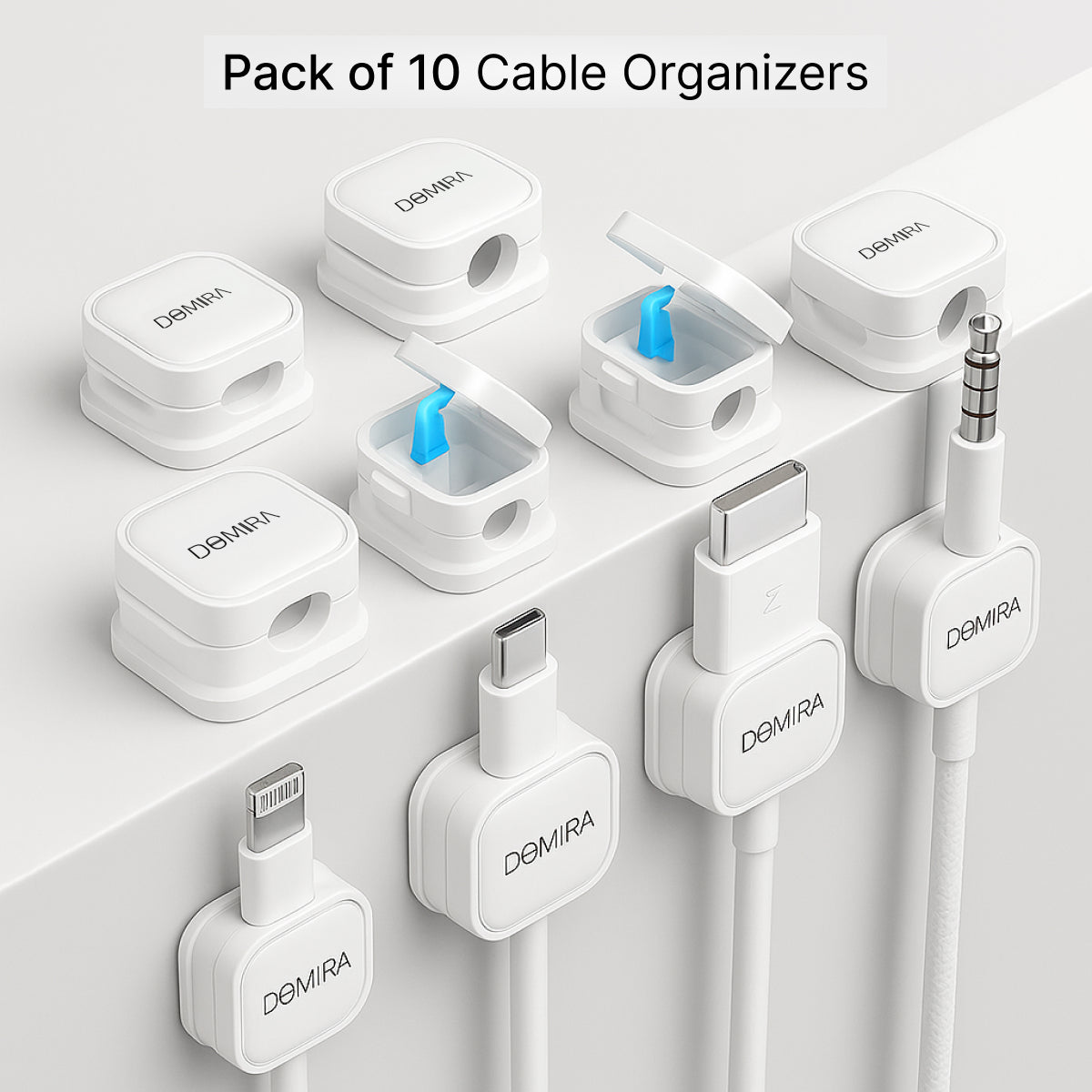 10 Magnetic Cable Holder Clips – Desk Cable Tidy & Charger Cable Organiser