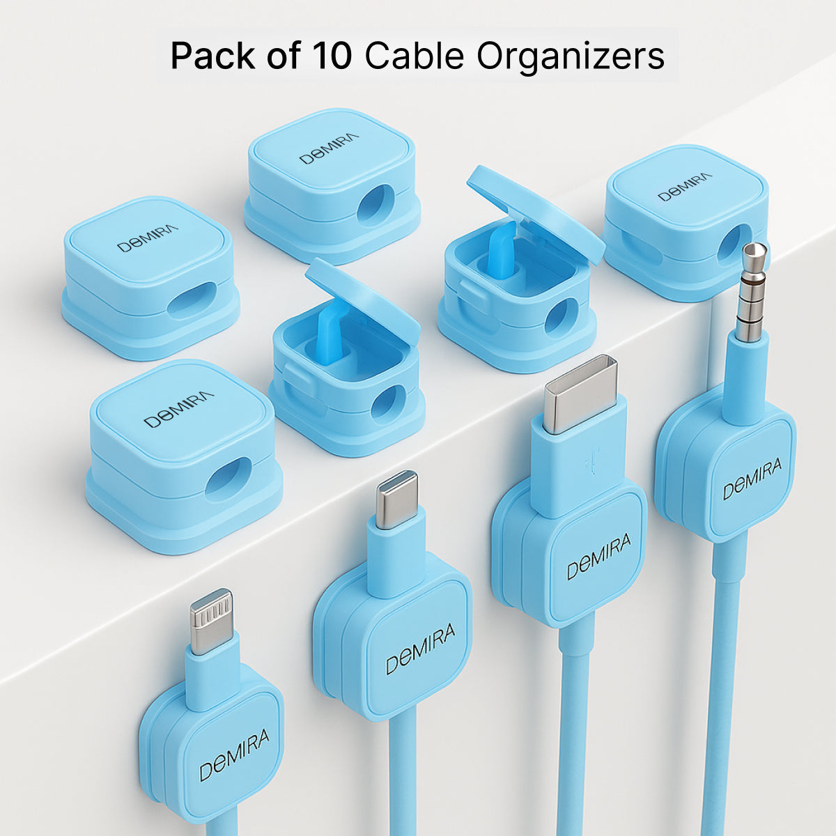Blue Magnetic Cable Holder – Tidy Desk Organiser & Charger Clip