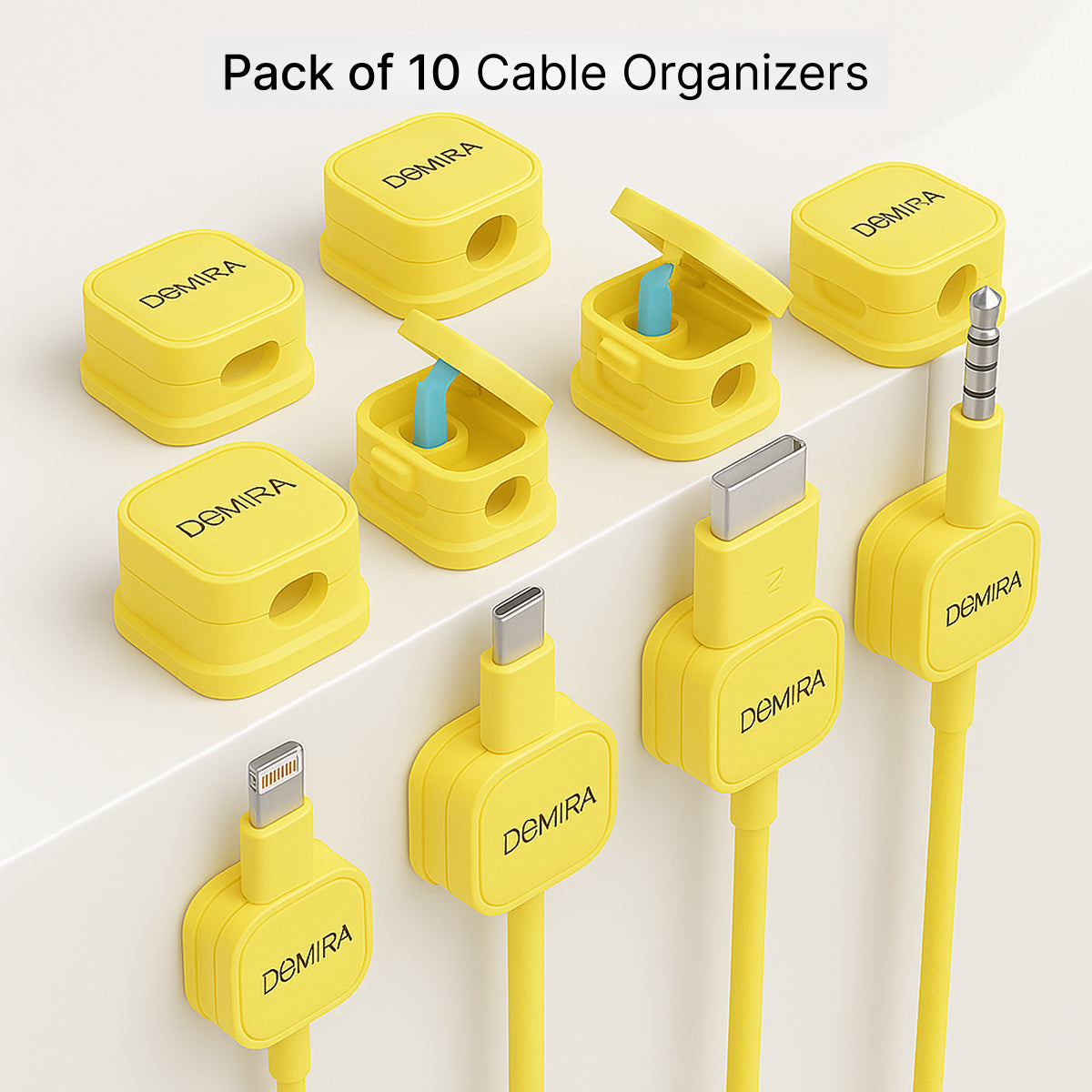 Yellow Magnetic Cable Holder – Tidy Desk Organiser & Charger Clip