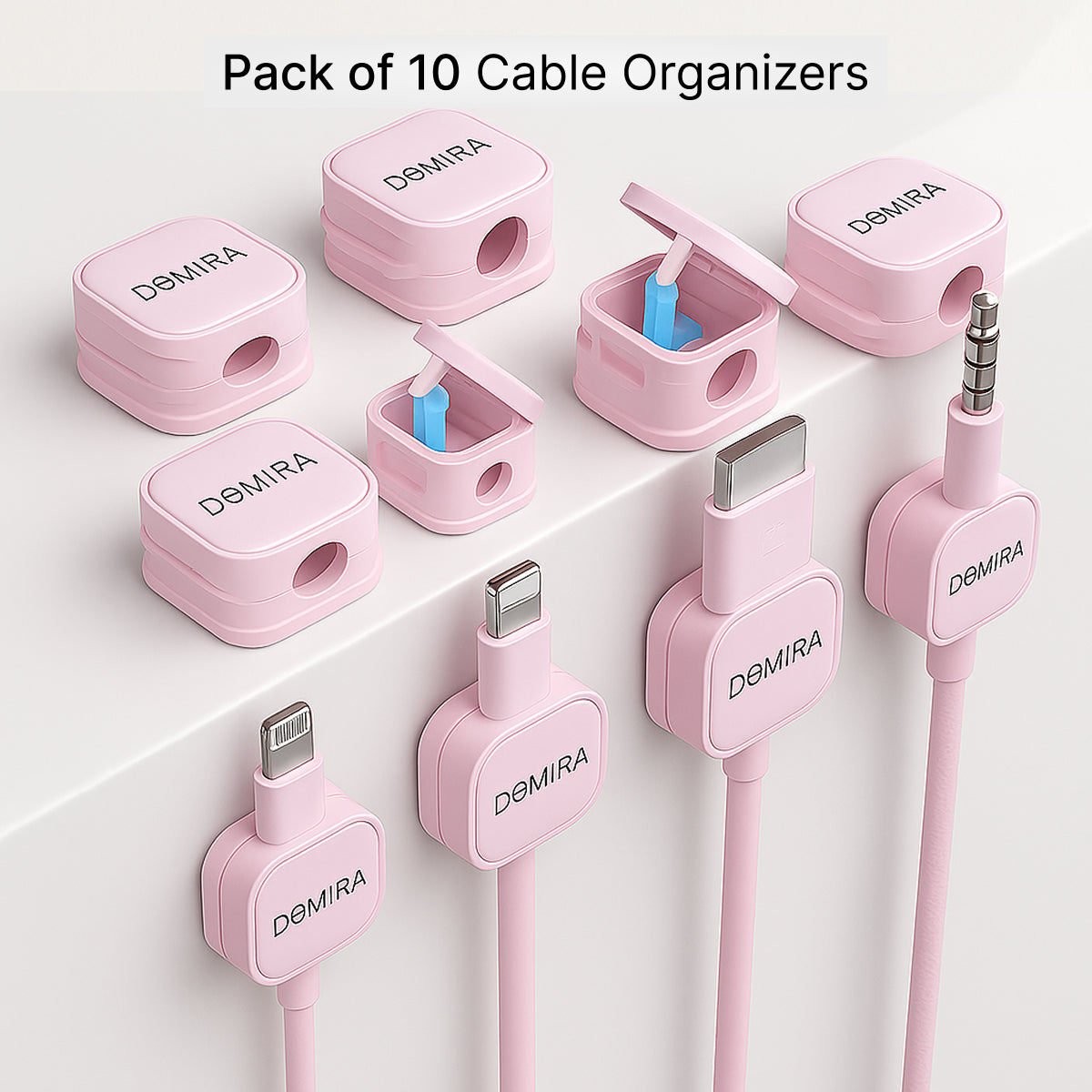 Pink Magnetic Cable Holder – Tidy Desk Organiser & Charger Clip