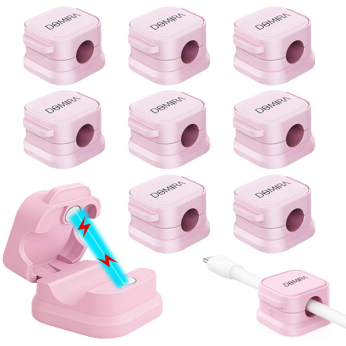 10 Magnetic Cable Holder Clips – Desk Cable Tidy & Charger Cable Organiser