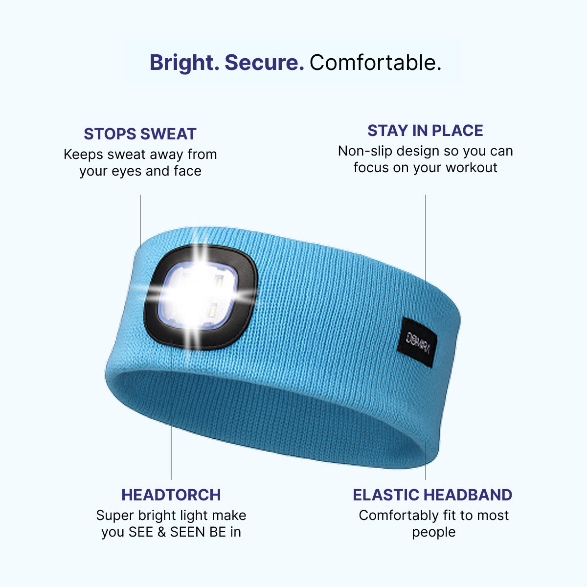 USB Rechargeable LED Head Torch – Super Bright Blue Headlamp