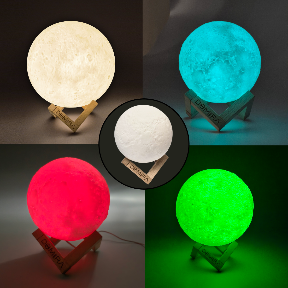 DOMIRA Moon Lamp | 16 Colors RGB | Rechargeable Touch & Remote Control