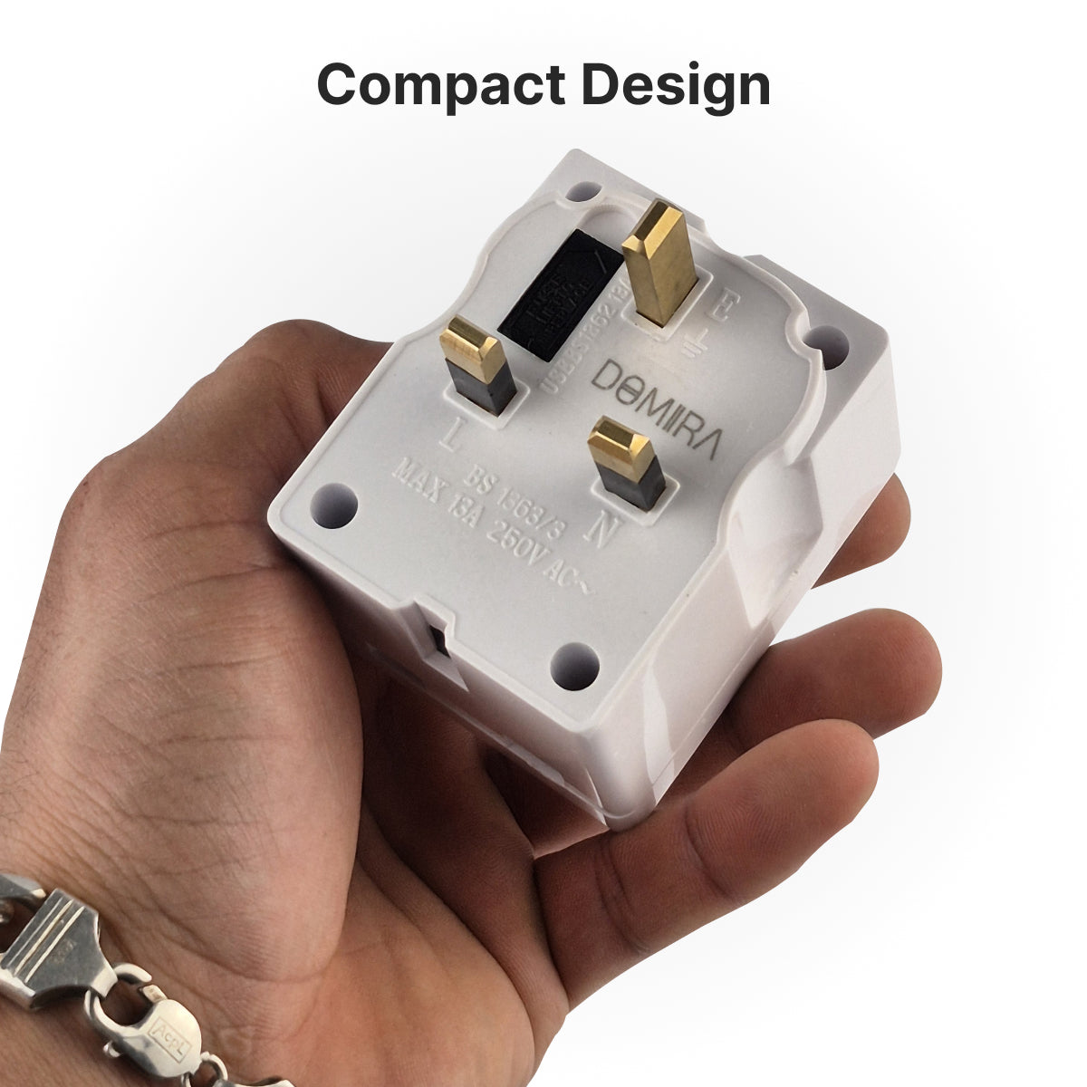 DOMIRA 2-Way 3-Pin Plug Adapter – 13A Cube Power Splitter for UK Sockets, Double Plug Extension, Multi-Wall Plug for Home & Office, 250V