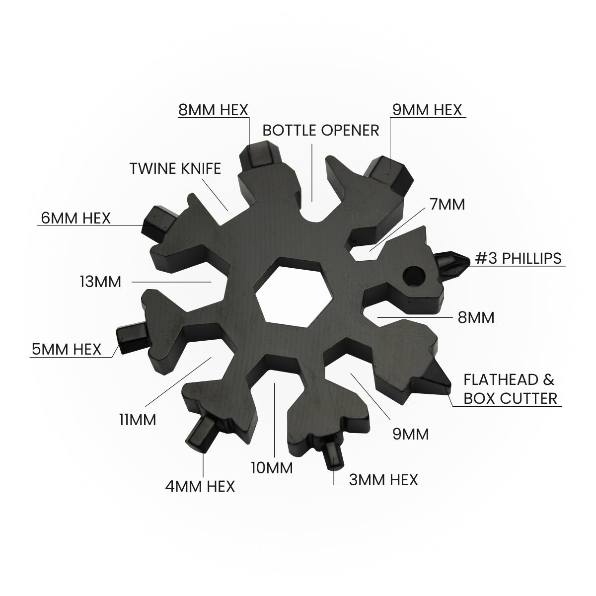 18-in-1 Snowflake Multitool Keychain | Pocket Tool for Outdoor