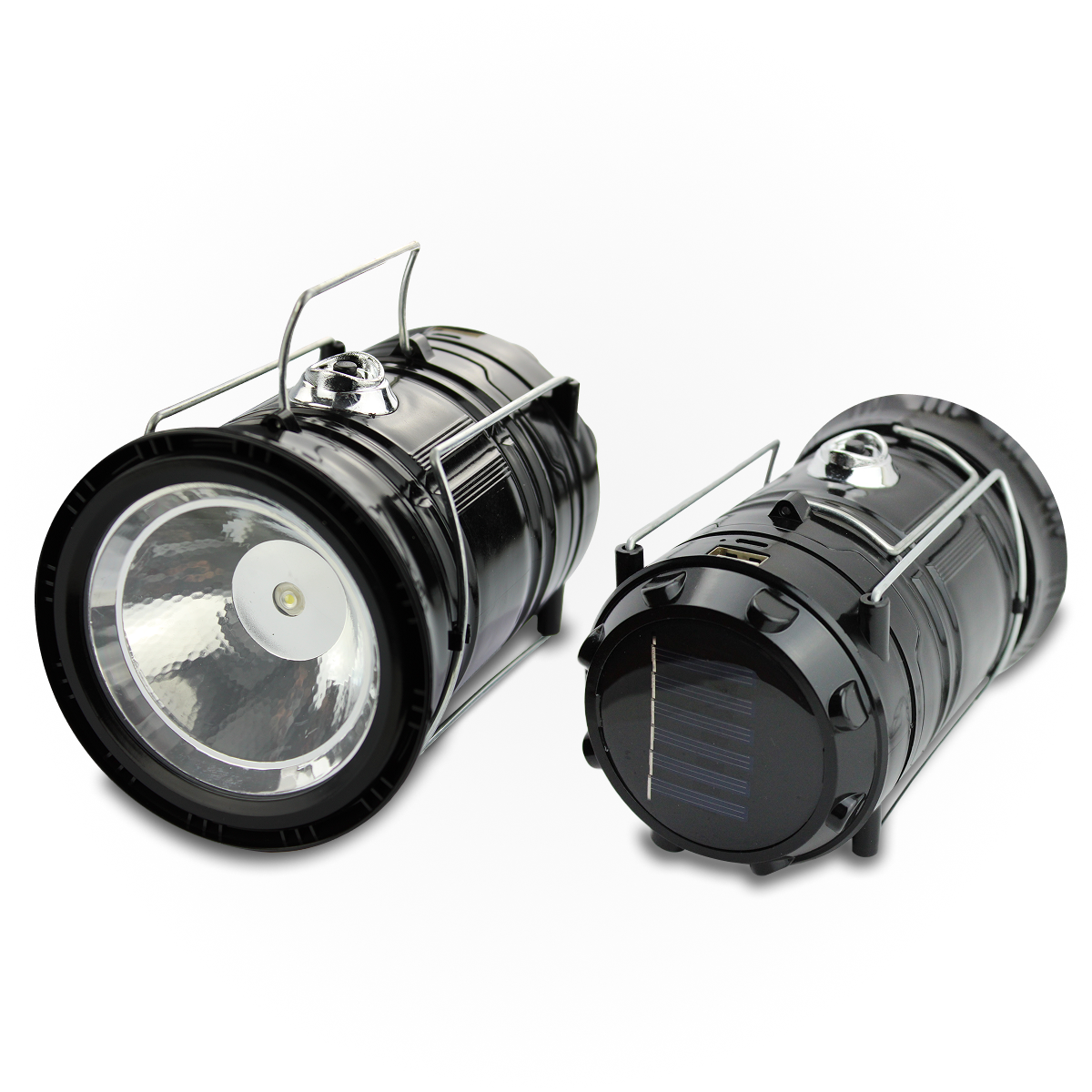 Gold & Black & Blue Collapsible Solar LED Camping Lantern - Super Bright & Portable