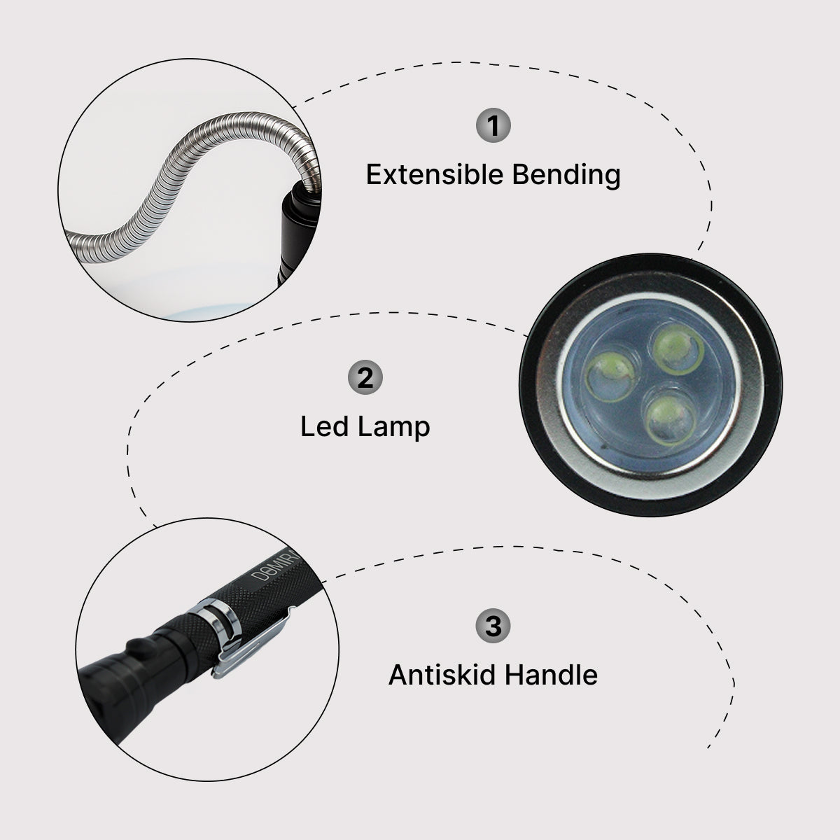 LED Telescoping Flashlight with Magnetic Pickup Tool & Flexible Head