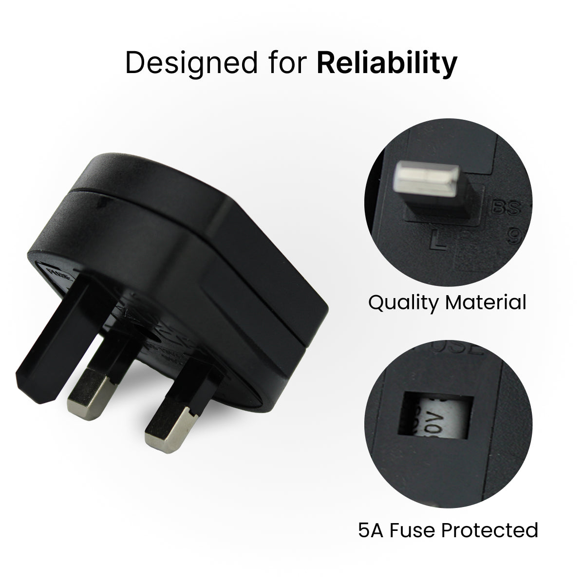 UK 2-Pin to 3-Pin Toothbrush Adapter for Travel Charging – Black & White