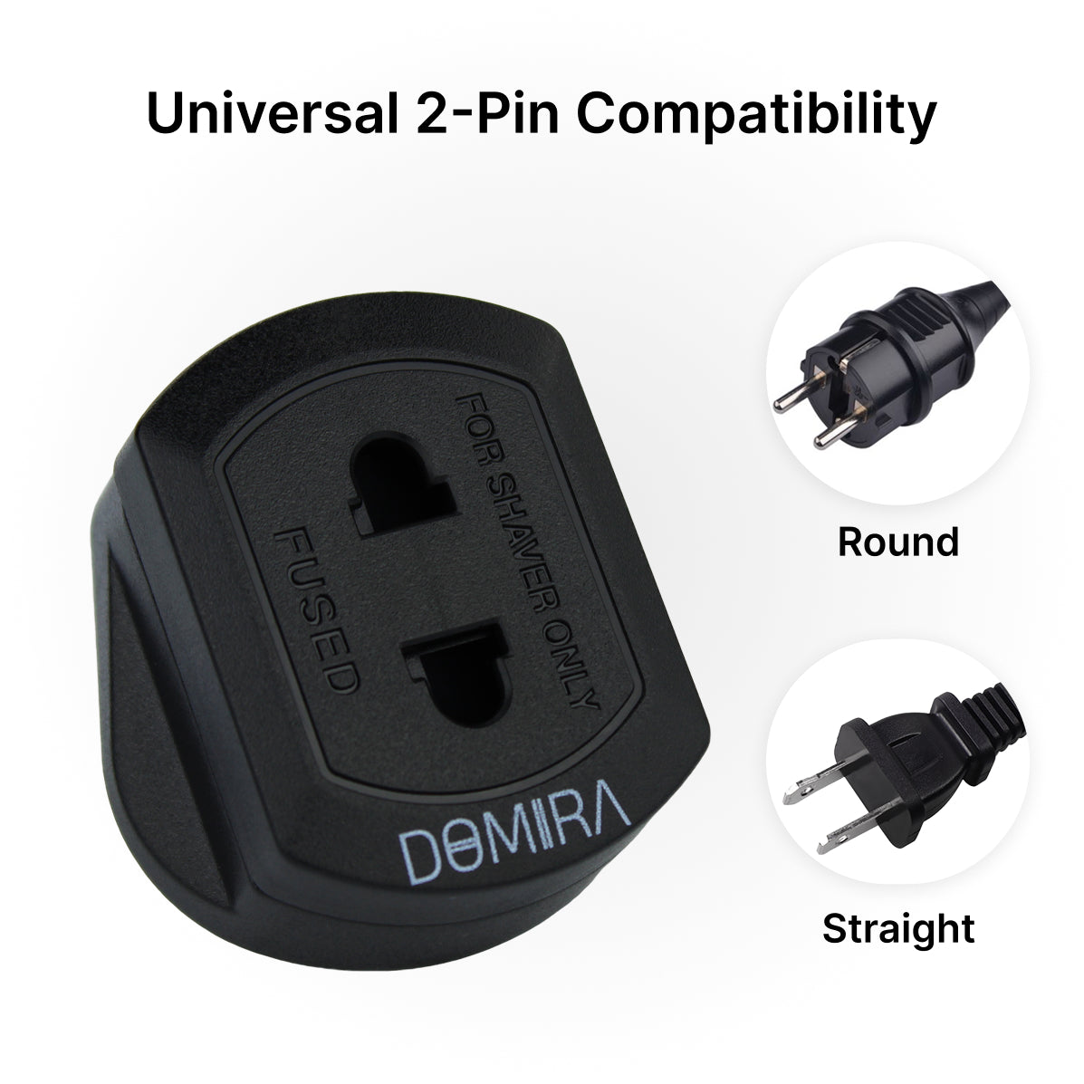 UK 2-Pin to 3-Pin Toothbrush Adapter for Travel Charging – Black
