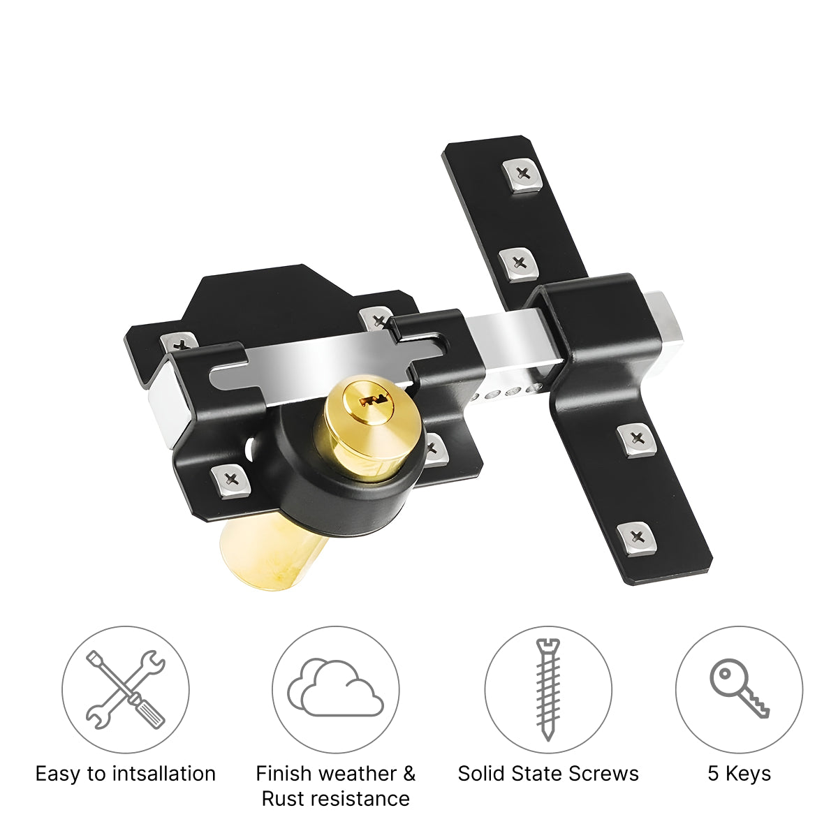 50mm Stainless Steel Gate Lock with Double Locking & Keys