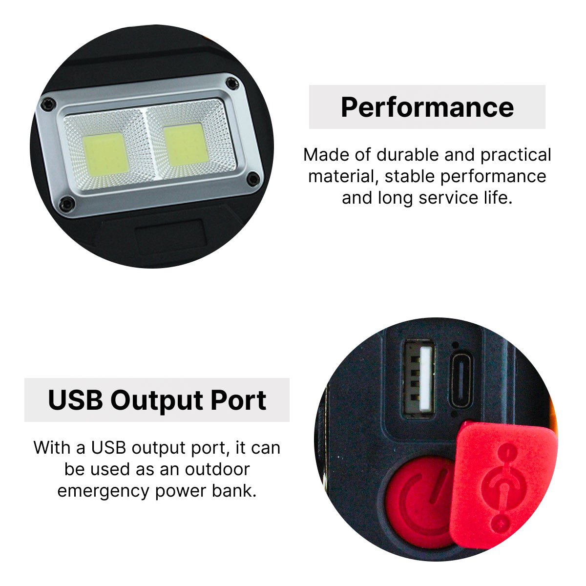Rechargeable Cob Led Work Light Lamp with 3 Lights Modes