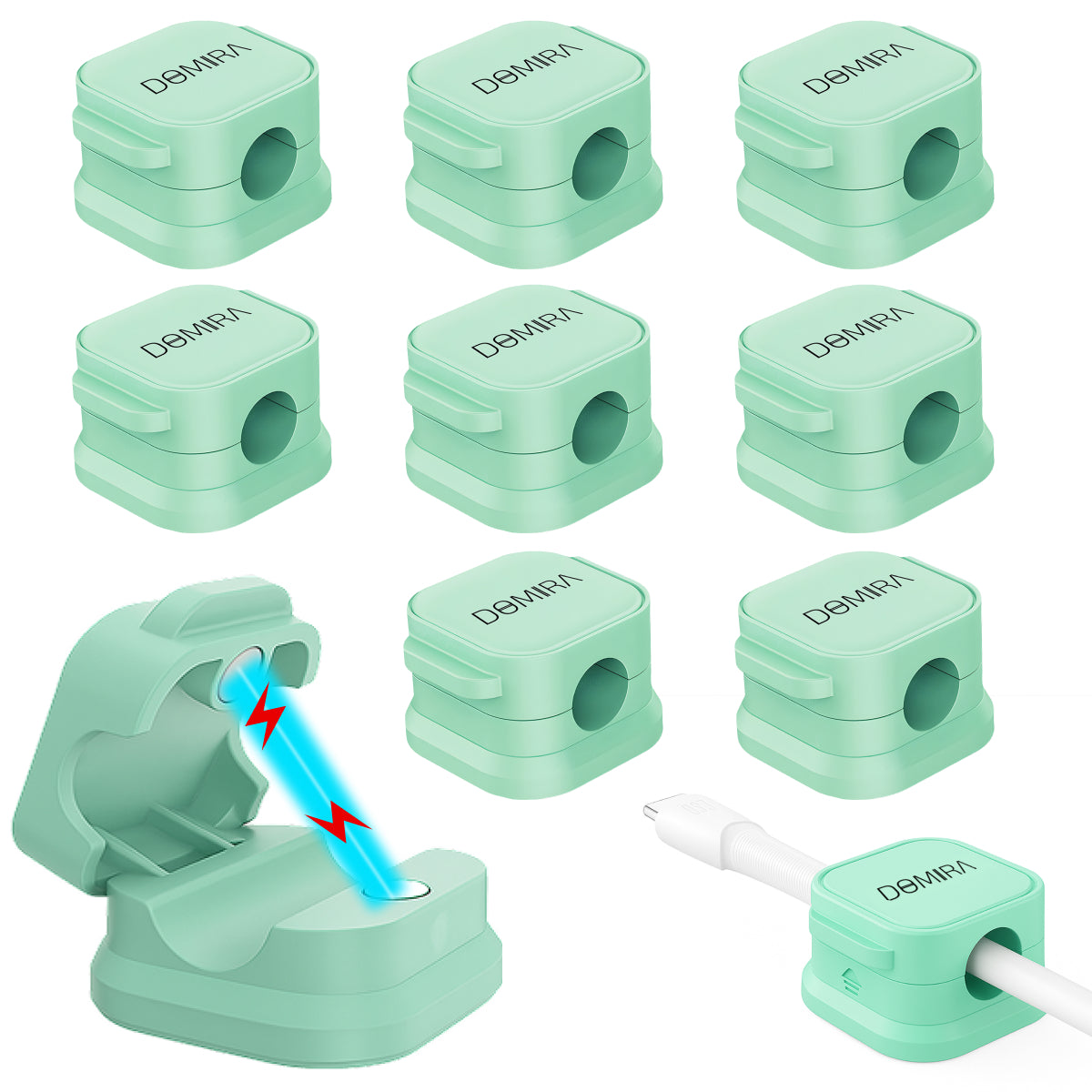 10 Magnetic Cable Holder Clips – Desk Tidy & Charger Cable Organiser