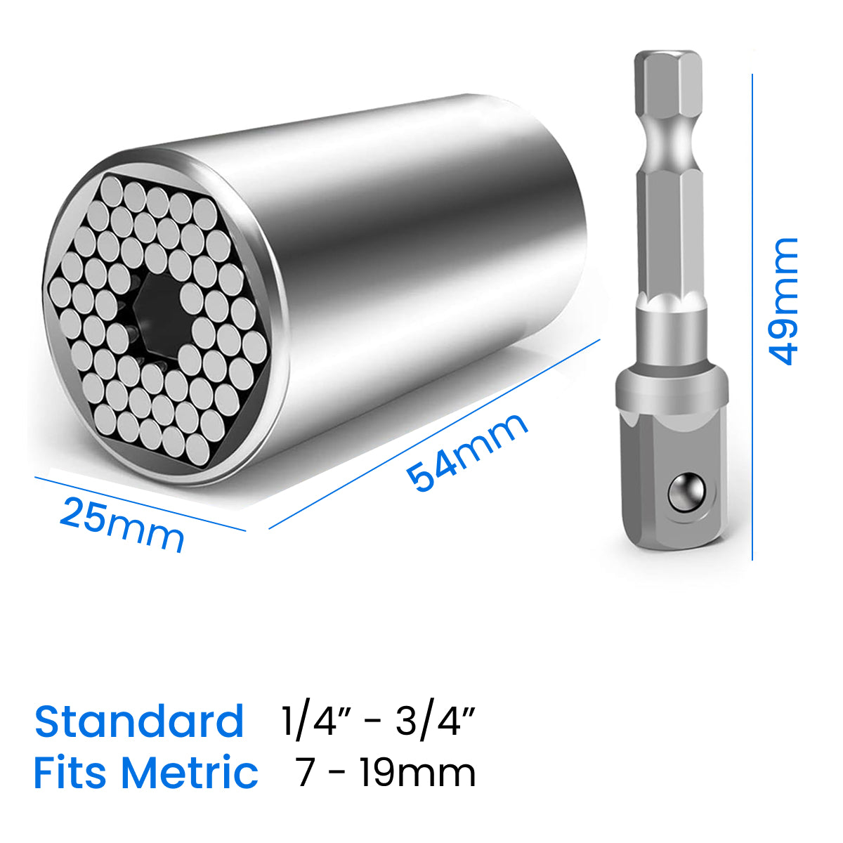 Universal Socket Wrench 7–19mm – Magic Grip Multifunction Drill Adapter