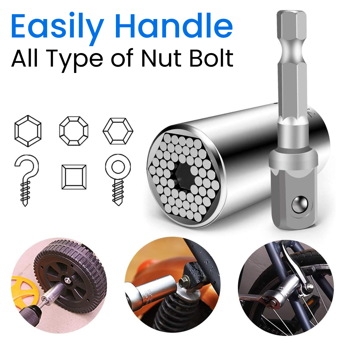 Universal Socket Wrench 7–19mm – Magic Grip Multifunction Drill Adapter