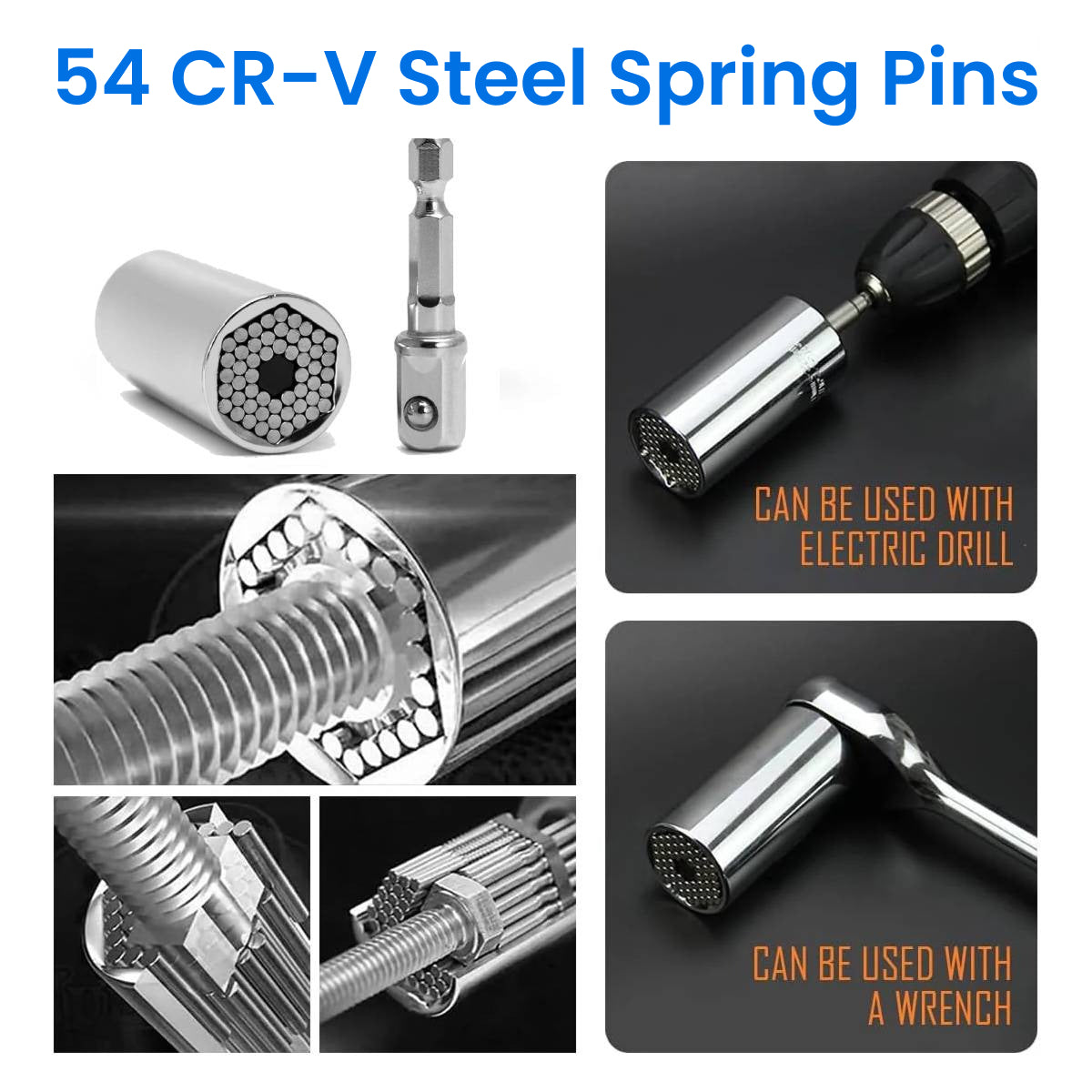 Universal Socket Wrench 7–19mm – Magic Grip Multifunction Drill Adapter