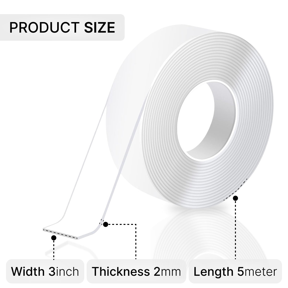 Transparent Nano Double-Sided Tape 5M – 2mm Thick, 3cm Wide, Reusable